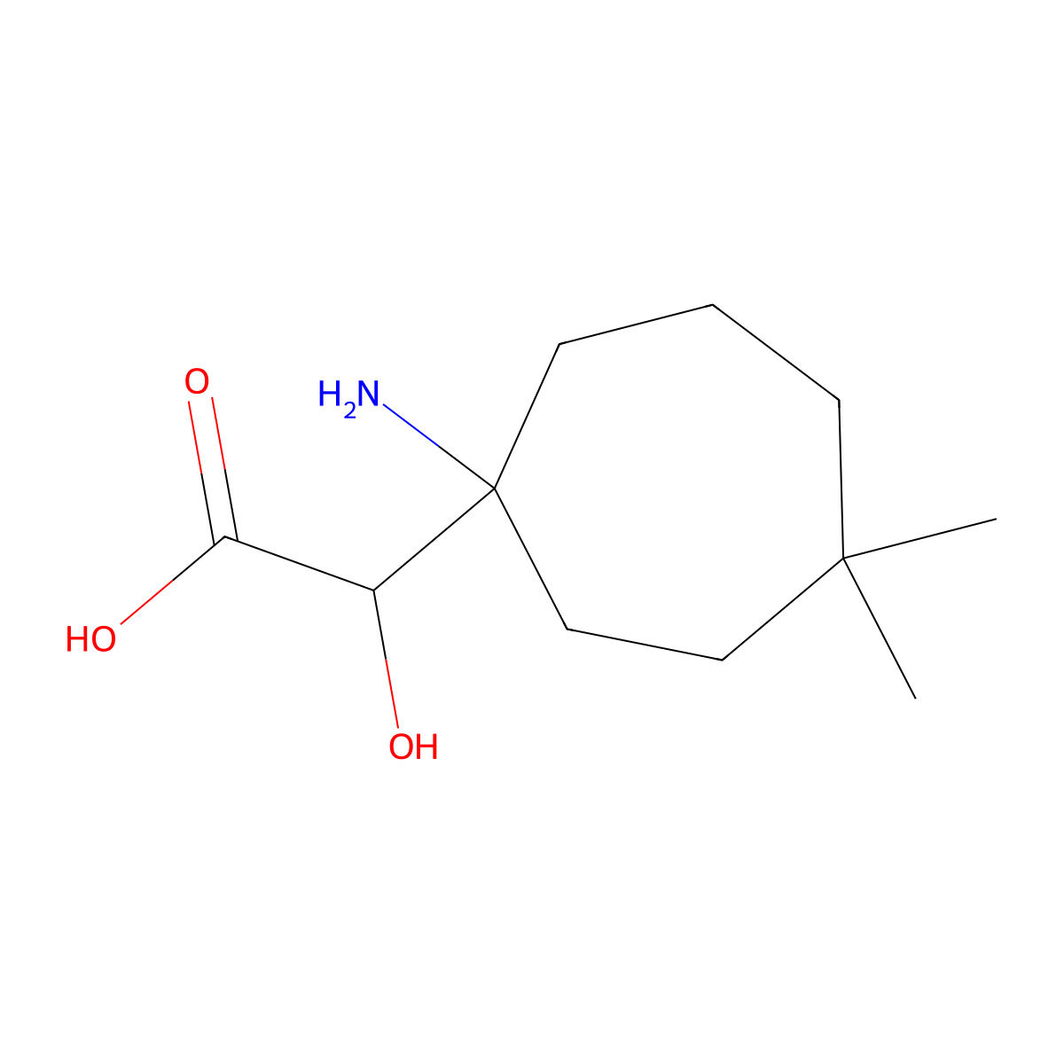 2-(1-Amino-4,4-dimethylcycloheptyl)-2-hydroxyacetic acid molecular structure, CAS 2171777-99-2
