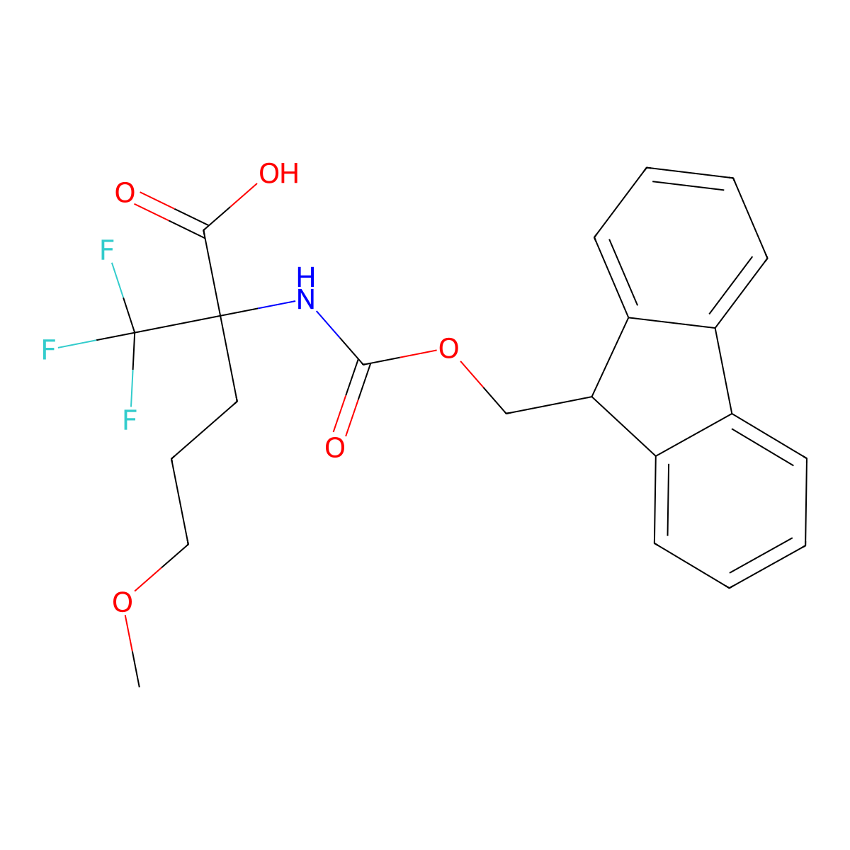 2-({[(9H-fluoren-9-yl)methoxy]carbonyl}amino)-5-methoxy-2-(trifluoromethyl)pentanoic acid molecular structure, CAS 2171778-00-8