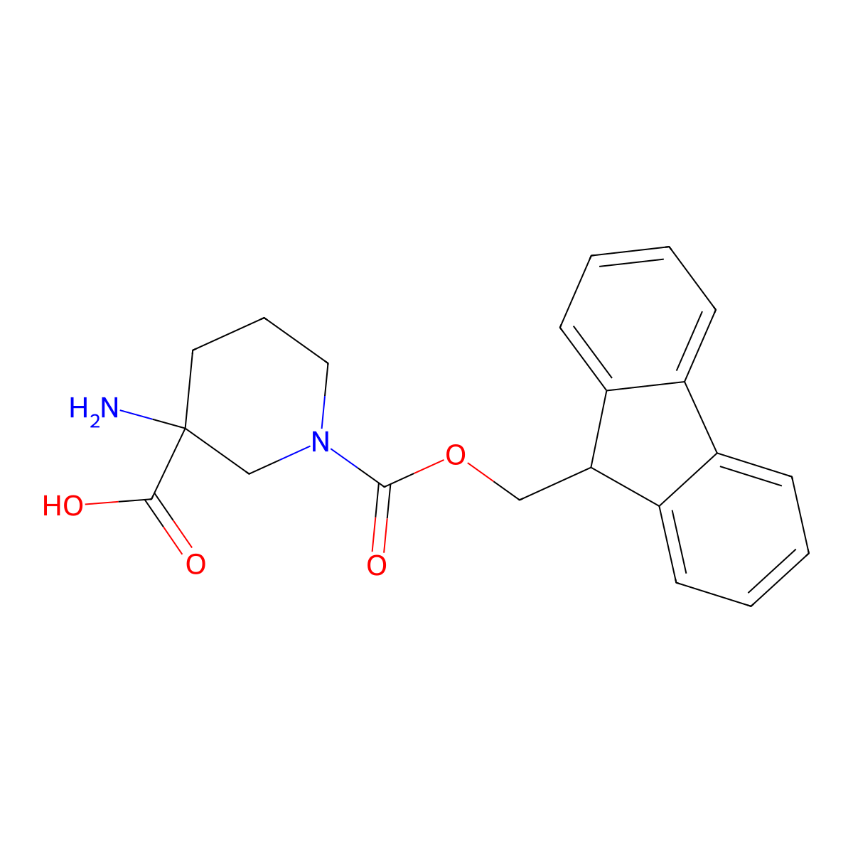 3-amino-1-{[(9H-fluoren-9-yl)methoxy]carbonyl}piperidine-3-carboxylic acid molecular structure, CAS 2171780-26-8