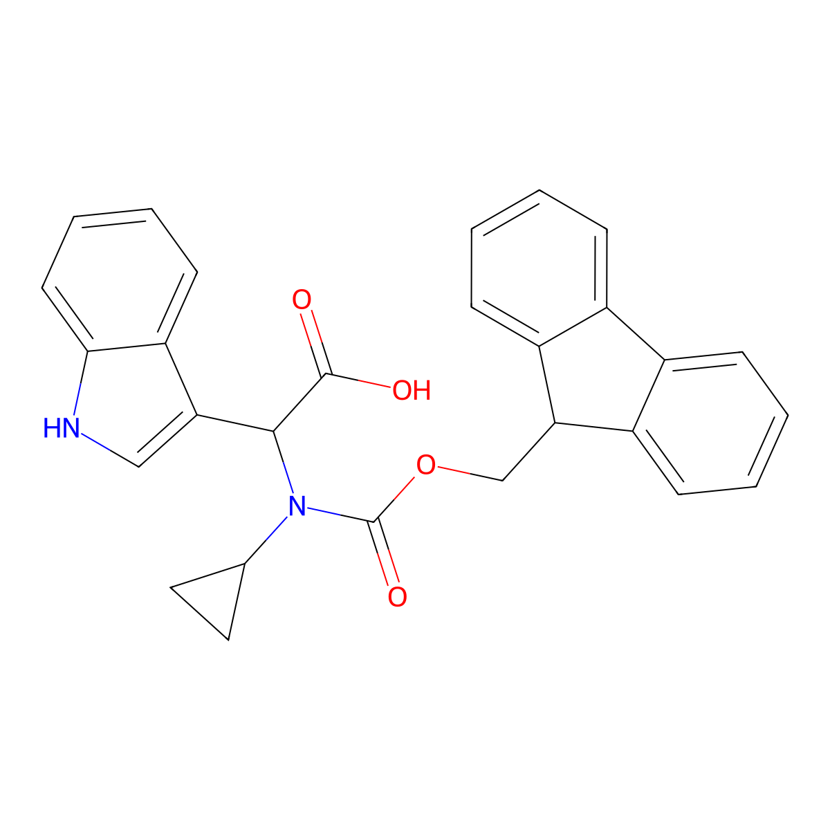 2-[cyclopropyl({[(9H-fluoren-9-yl)methoxy]carbonyl})amino]-2-(1H-indol-3-yl)acetic acid molecular structure, CAS 2171781-85-2