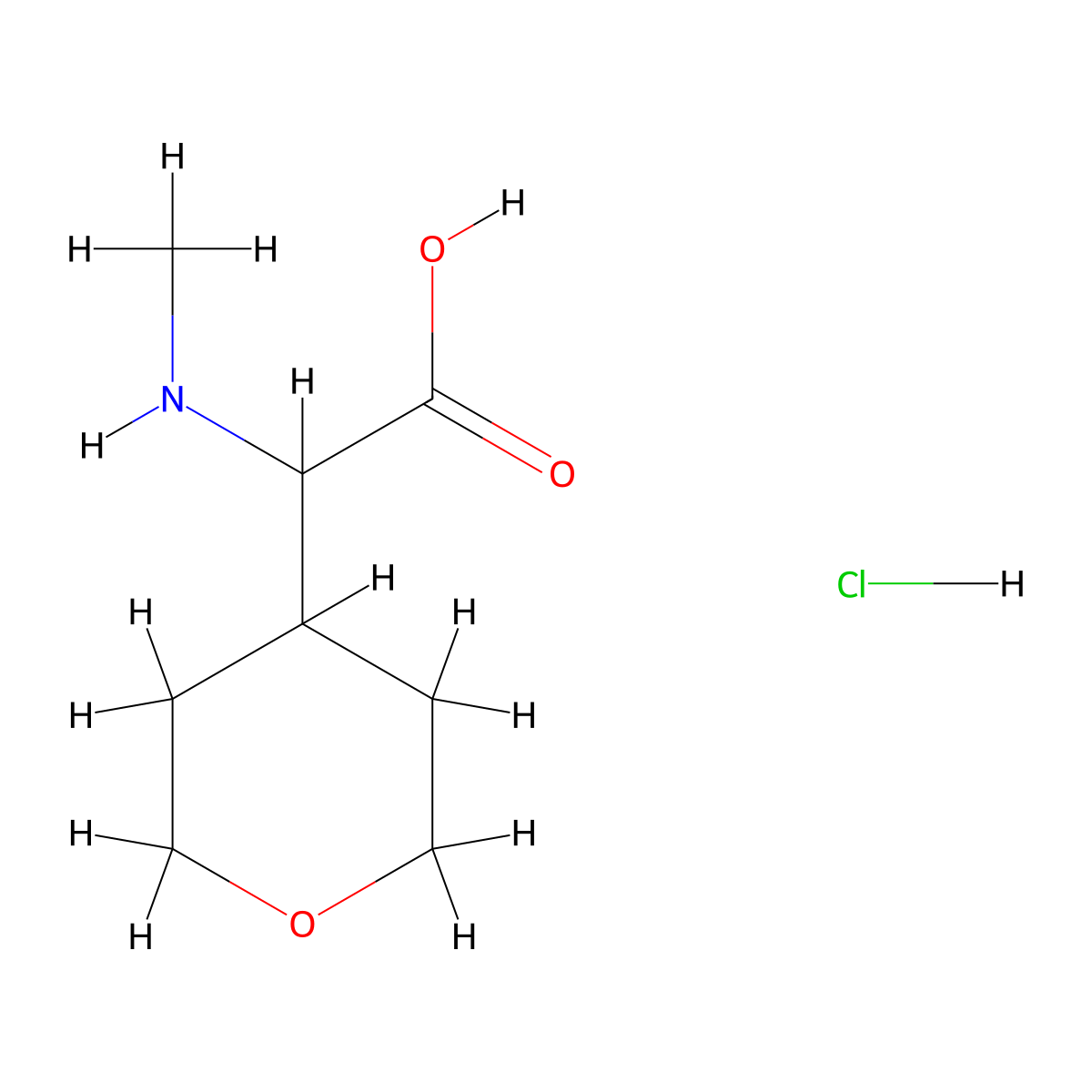 2-(Methylamino)-2-(oxan-4-yl)acetic acid hydrochloride molecular structure, CAS 2171783-18-7