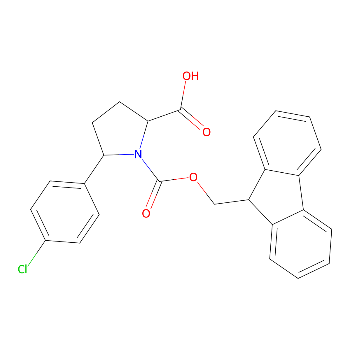 5-(4-chlorophenyl)-1-{[(9H-fluoren-9-yl)methoxy]carbonyl}pyrrolidine-2-carboxylic acid molecular structure, CAS 2171788-21-7