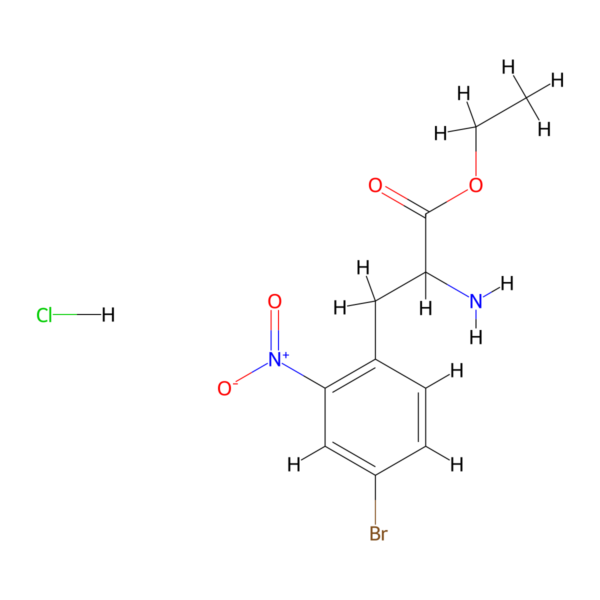 Ethyl 2-amino-3-(4-bromo-2-nitrophenyl)propanoate hydrochloride molecular structure, CAS 2171792-17-7