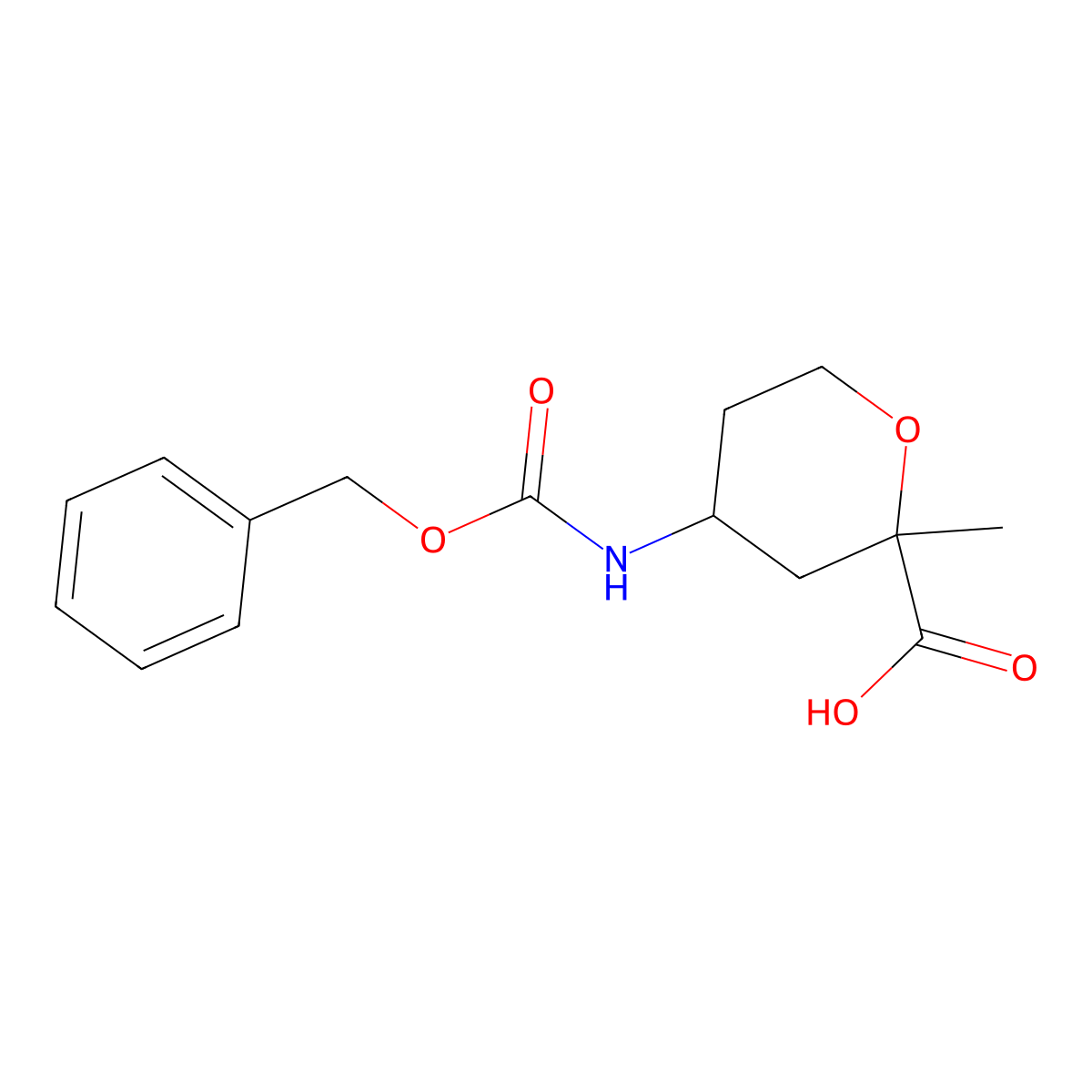 4-{[(Benzyloxy)carbonyl]amino}-2-methyloxane-2-carboxylic acid molecular structure, CAS 2171792-87-1