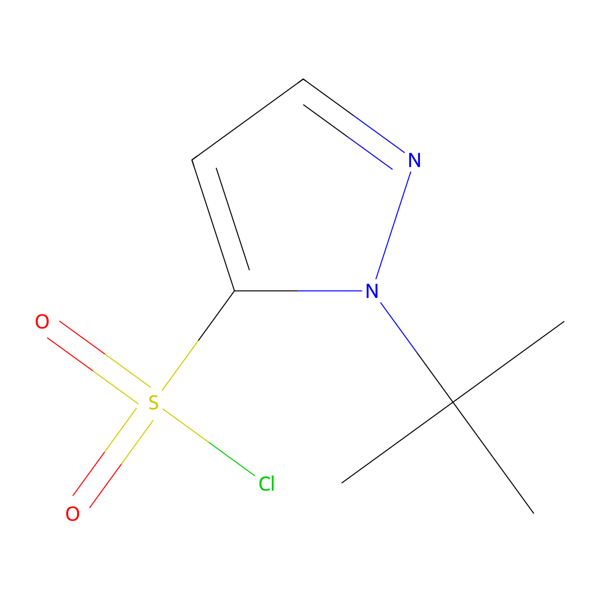 1-tert-butyl-1H-pyrazole-5-sulfonyl chloride molecular structure, CAS 2171793-94-3