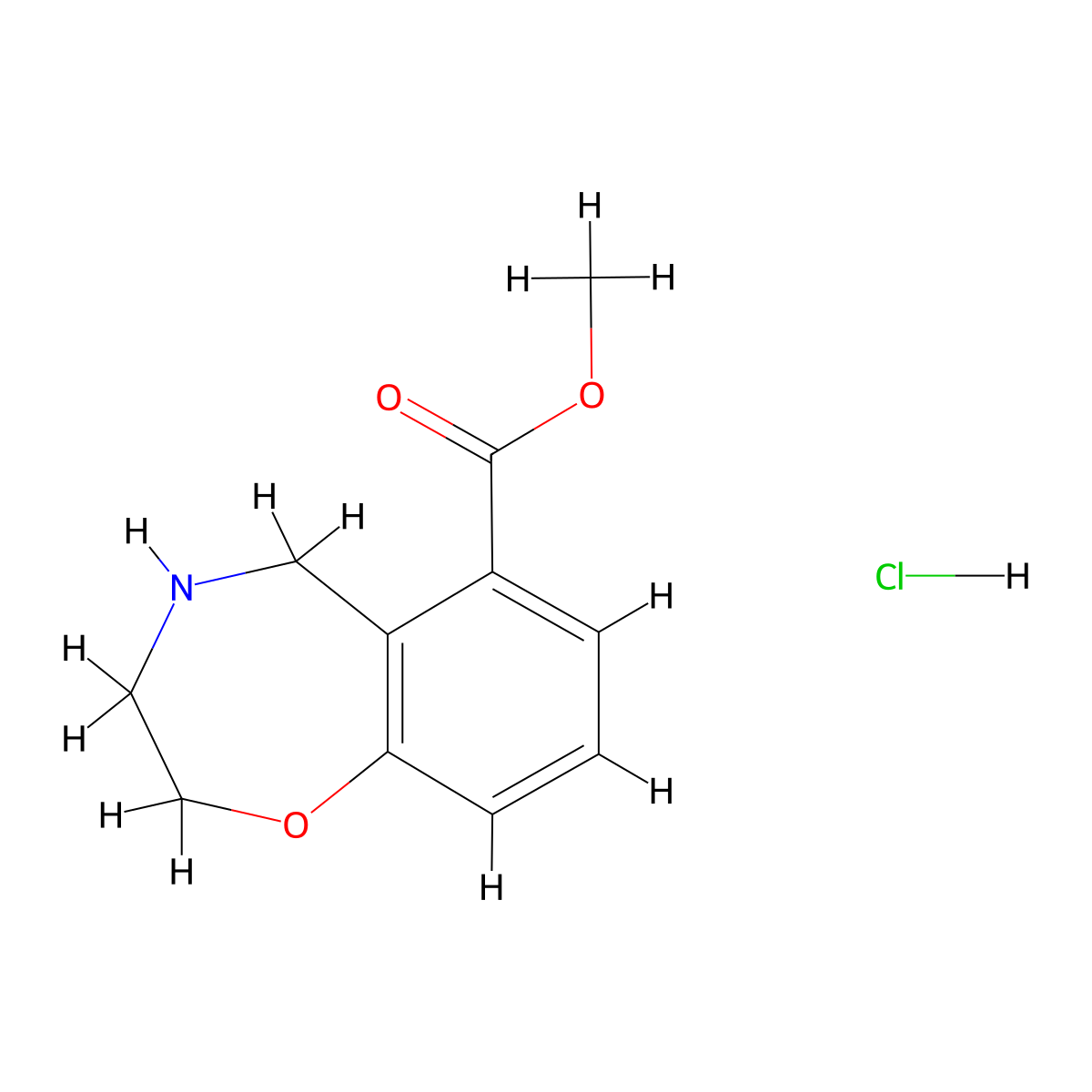Methyl 2,3,4,5-tetrahydro-1,4-benzoxazepine-6-carboxylate hydrochloride molecular structure, CAS 2171796-72-6