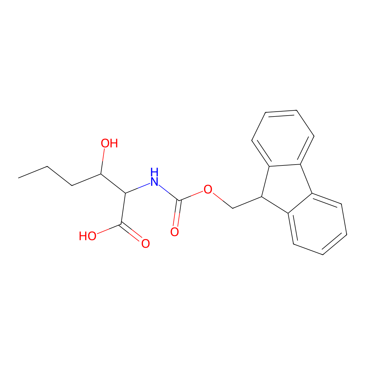 2-({[(9H-fluoren-9-yl)methoxy]carbonyl}amino)-3-hydroxyhexanoic acid molecular structure, CAS 2171799-54-3
