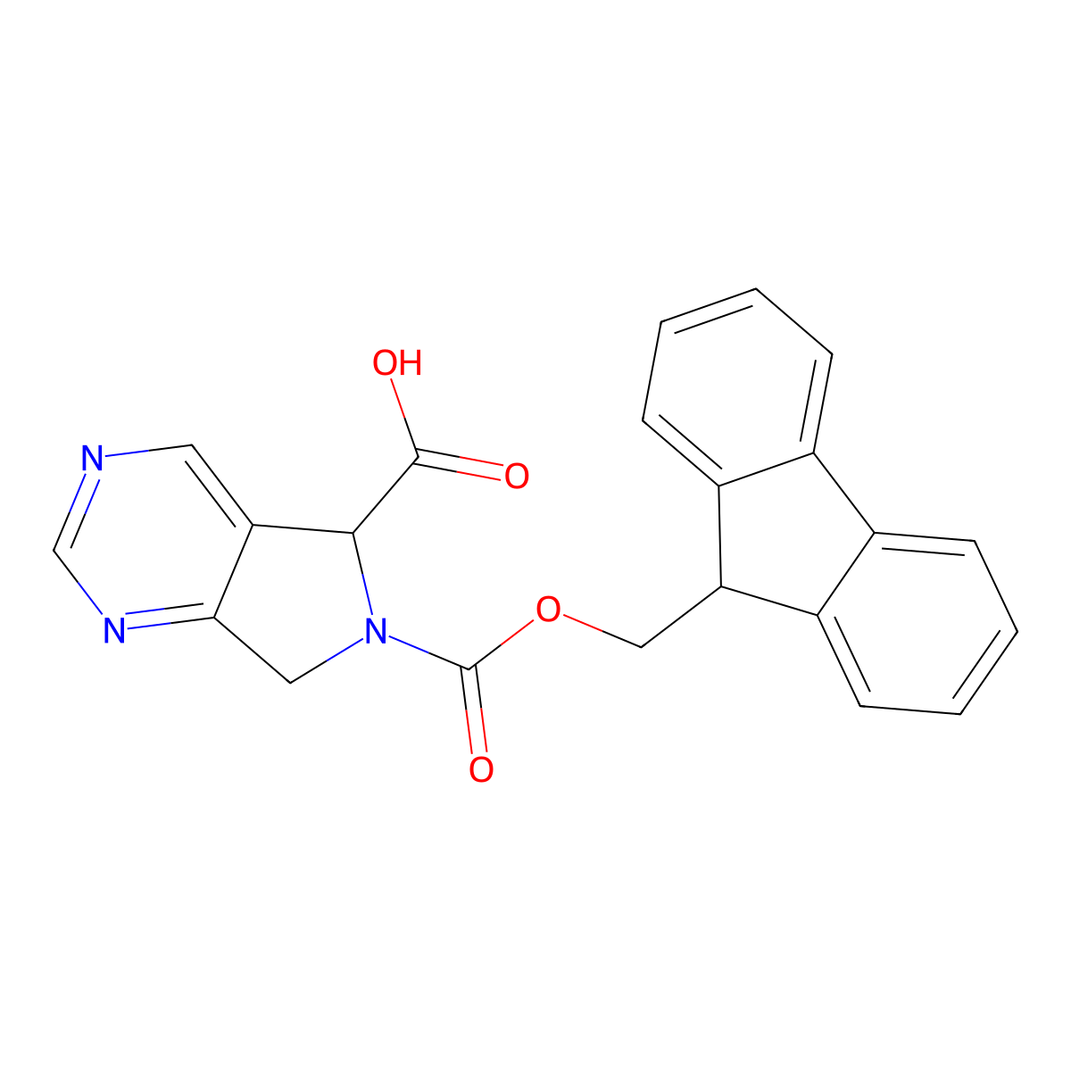 6-{[(9H-fluoren-9-yl)methoxy]carbonyl}-5H,6H,7H-pyrrolo[3,4-d]pyrimidine-5-carboxylic acid molecular structure, CAS 2171799-75-8