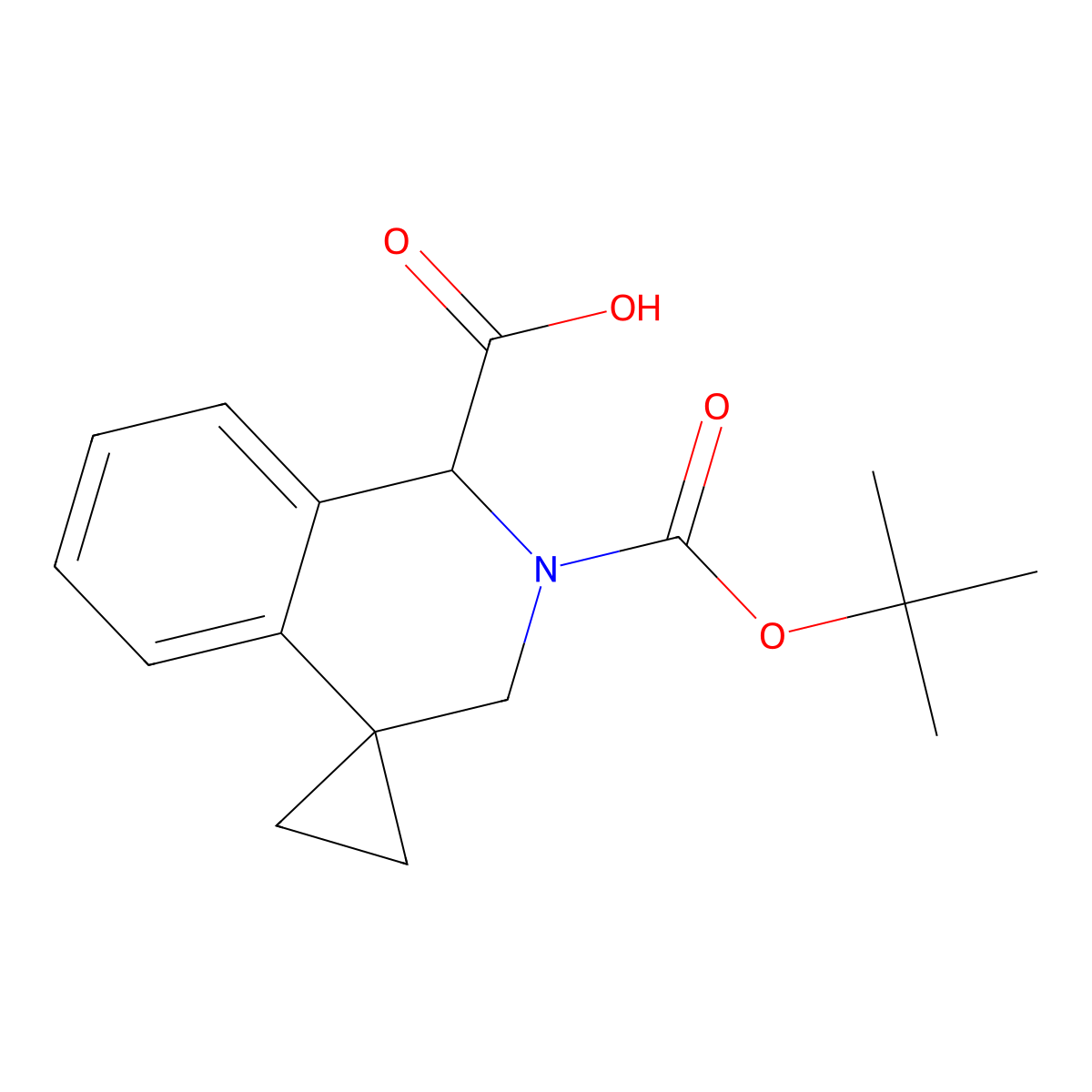 2'-[(tert-butoxy)carbonyl]-2',3'-dihydro-1'H-spiro[cyclopropane-1,4'-isoquinoline]-1'-carboxylic acid molecular structure, CAS 2171799-97-4
