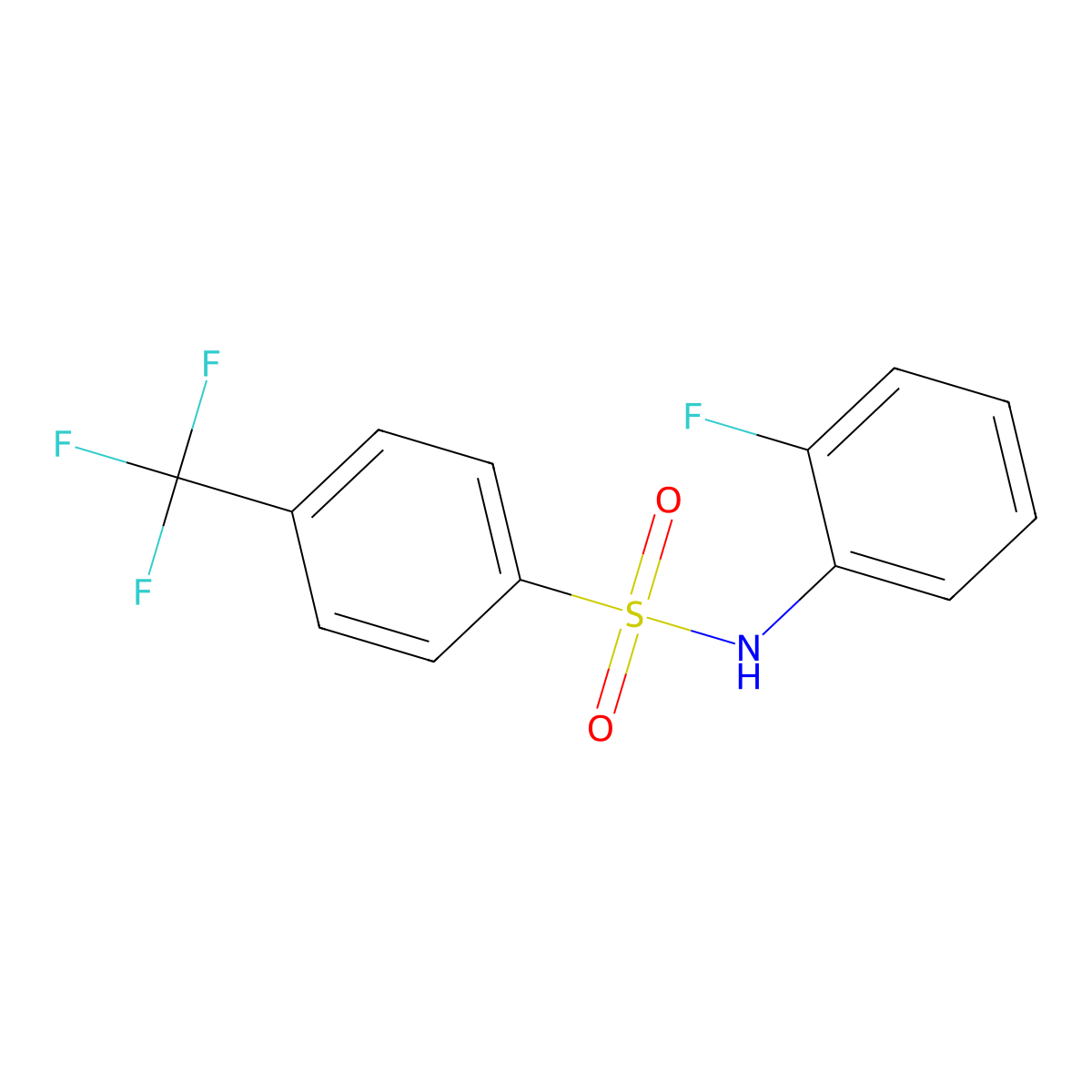 N-(2-fluorophenyl)-4-(trifluoromethyl)benzenesulfonamide molecular structure, CAS 21718-14-9