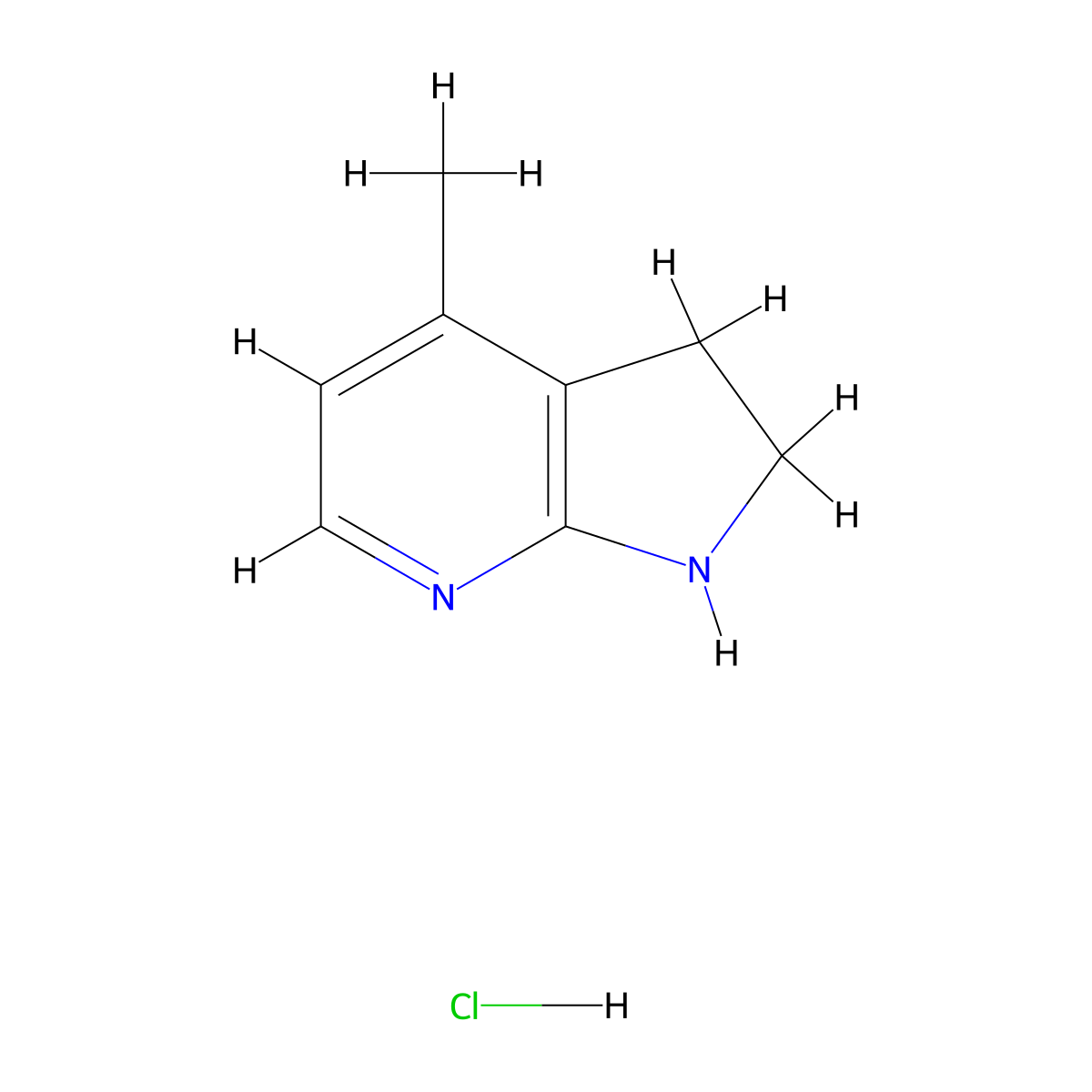4-Methyl-2,3-dihydro-1H-pyrrolo[2,3-b]pyridine hydrochloride molecular structure, CAS 21718-98-9