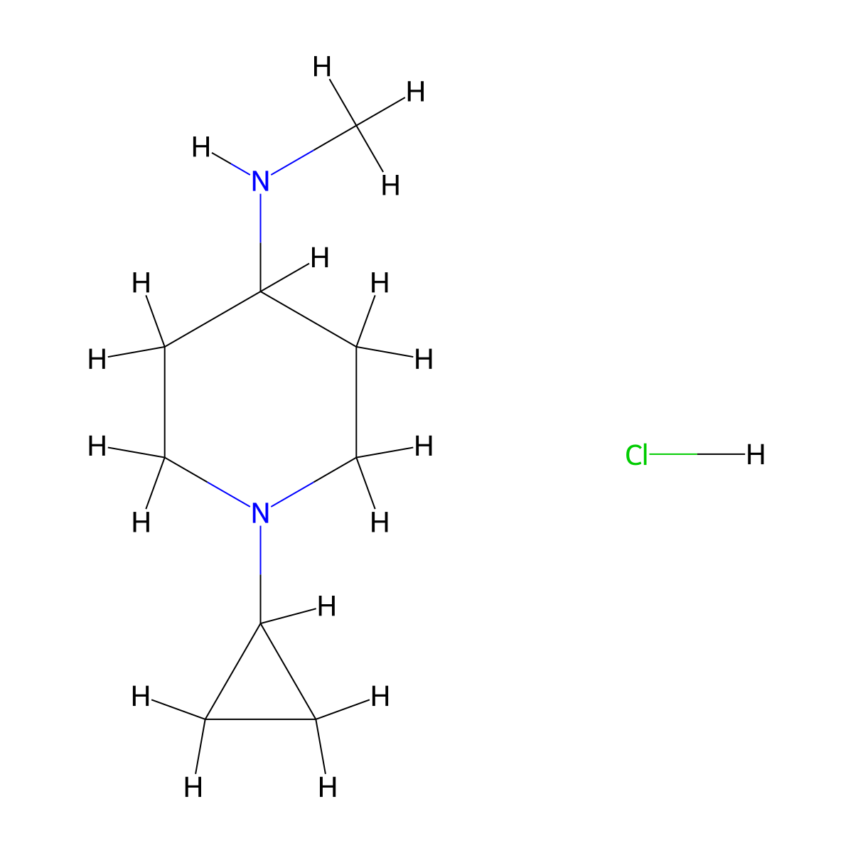 1-cyclopropyl-N-methylpiperidin-4-amine hydrochloride molecular structure, CAS 2171803-16-8