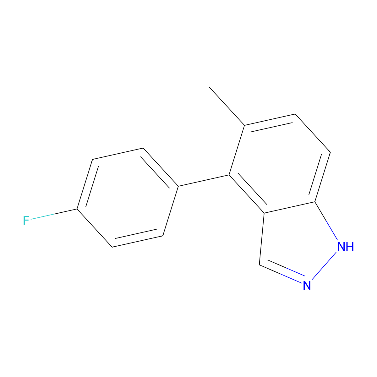 4-(4-fluorophenyl)-5-methyl-1H-indazole molecular structure, CAS 2171807-59-1