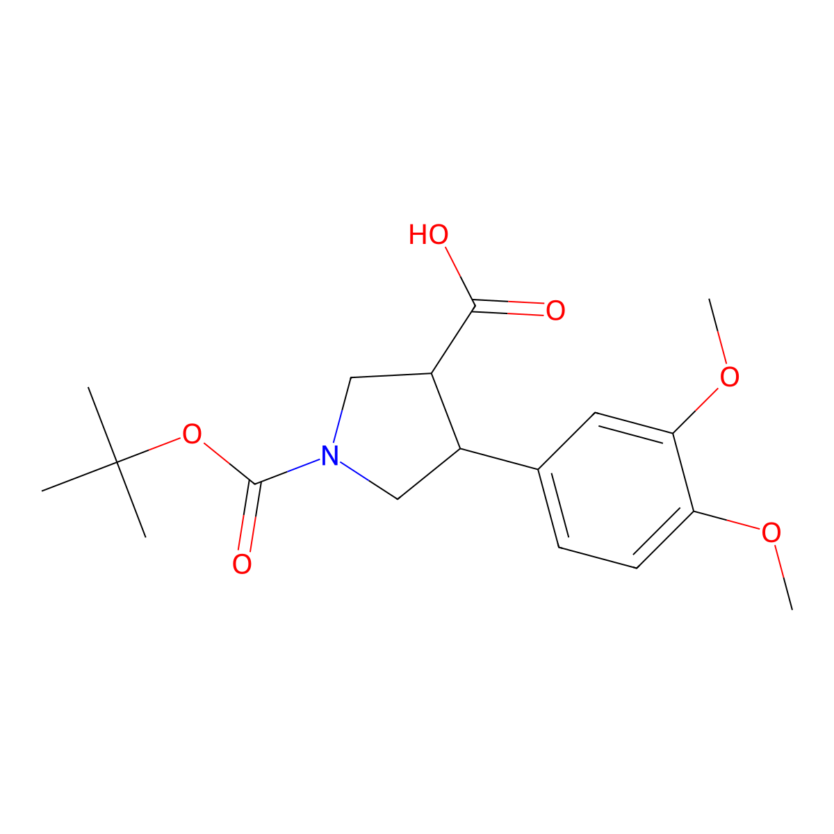 1-[(Tert-butoxy)carbonyl]-4-(3,4-dimethoxyphenyl)pyrrolidine-3-carboxylic acid molecular structure, CAS 2171809-12-2