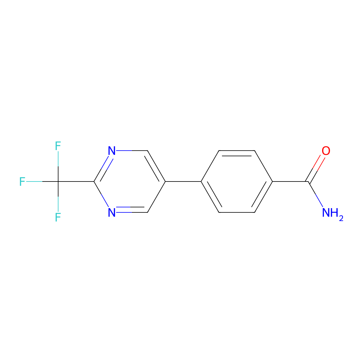 4-[2-(Trifluoromethyl)pyrimidin-5-yl]benzamide molecular structure, CAS 2171810-76-5