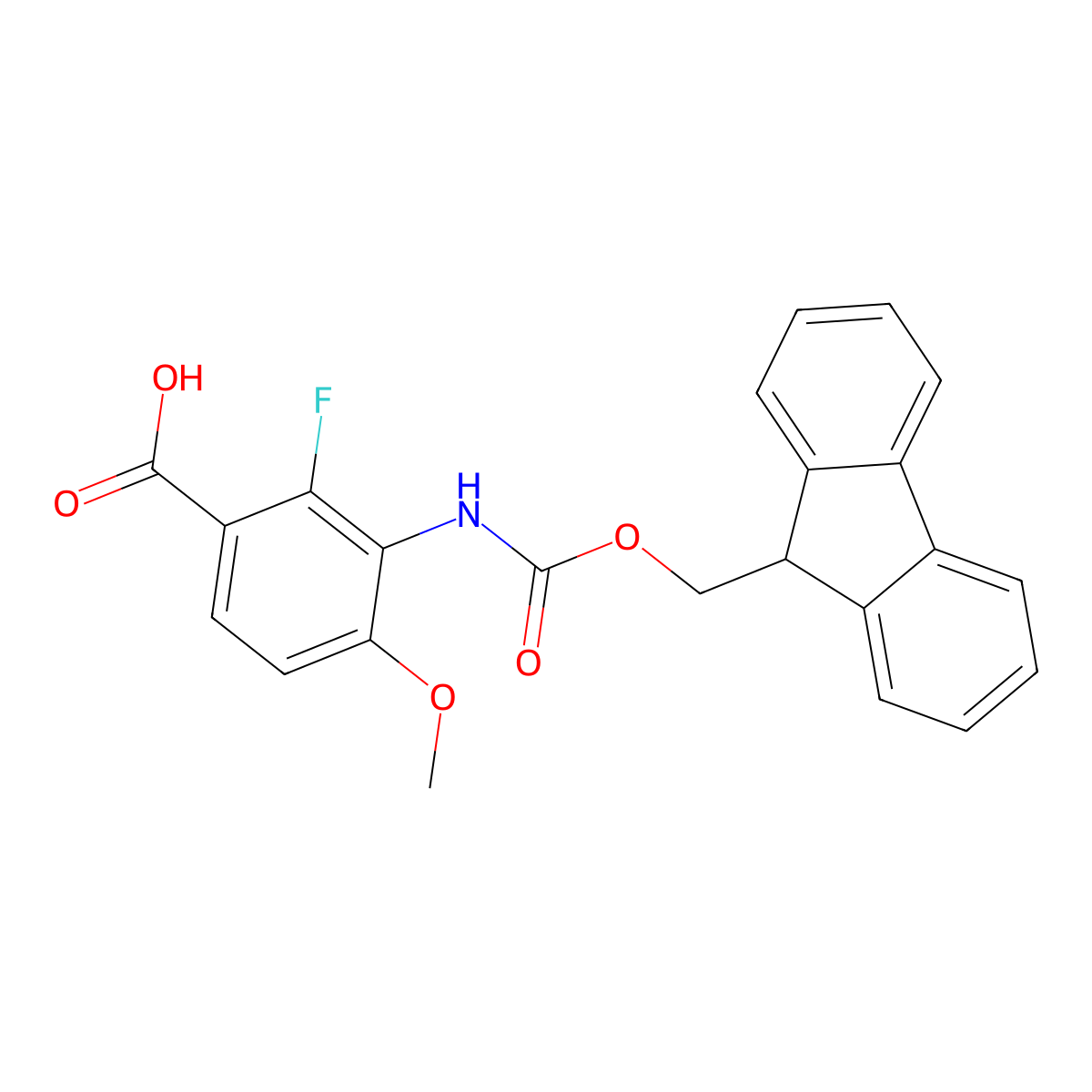 3-({[(9H-fluoren-9-yl)methoxy]carbonyl}amino)-2-fluoro-4-methoxybenzoic acid molecular structure, CAS 2171811-24-6