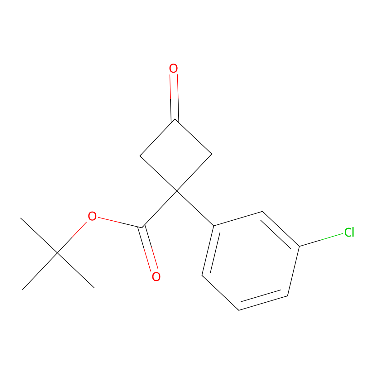 Tert-butyl 1-(3-chlorophenyl)-3-oxocyclobutane-1-carboxylate molecular structure, CAS 2171828-91-2