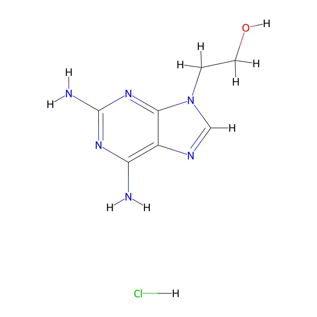2-(2,6-Diamino-9H-purin-9-yl)ethan-1-ol hydrochloride molecular structure, CAS 2171835-13-3