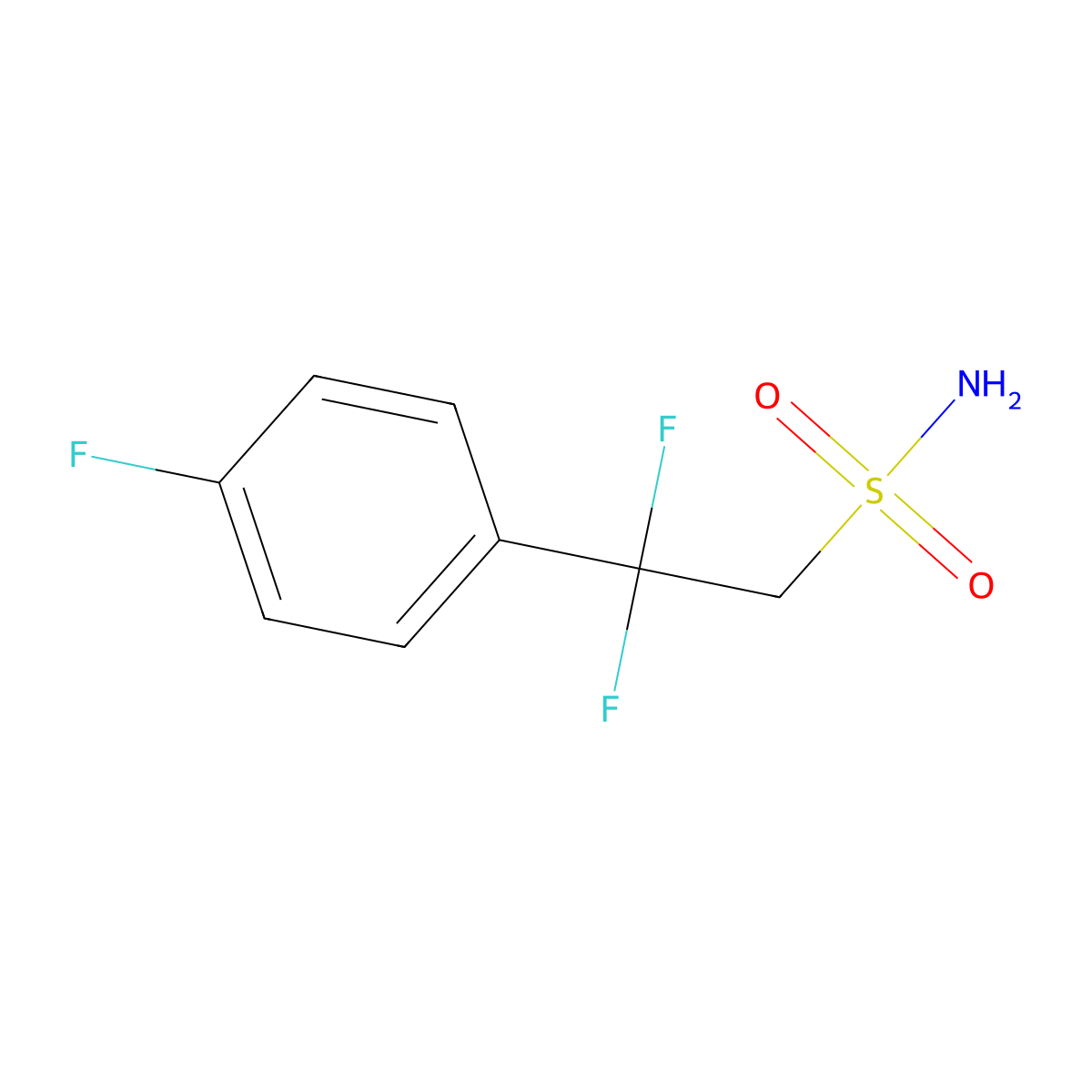 2,2-Difluoro-2-(4-fluorophenyl)ethane-1-sulfonamide molecular structure, CAS 2171835-90-6