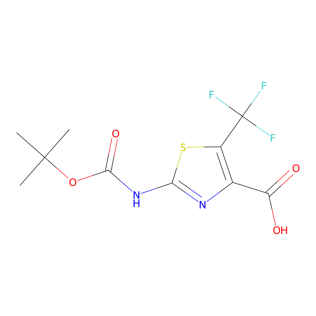 2-{[(Tert-butoxy)carbonyl]amino}-5-(trifluoromethyl)-1,3-thiazole-4-carboxylic acid molecular structure, CAS 2171836-19-2