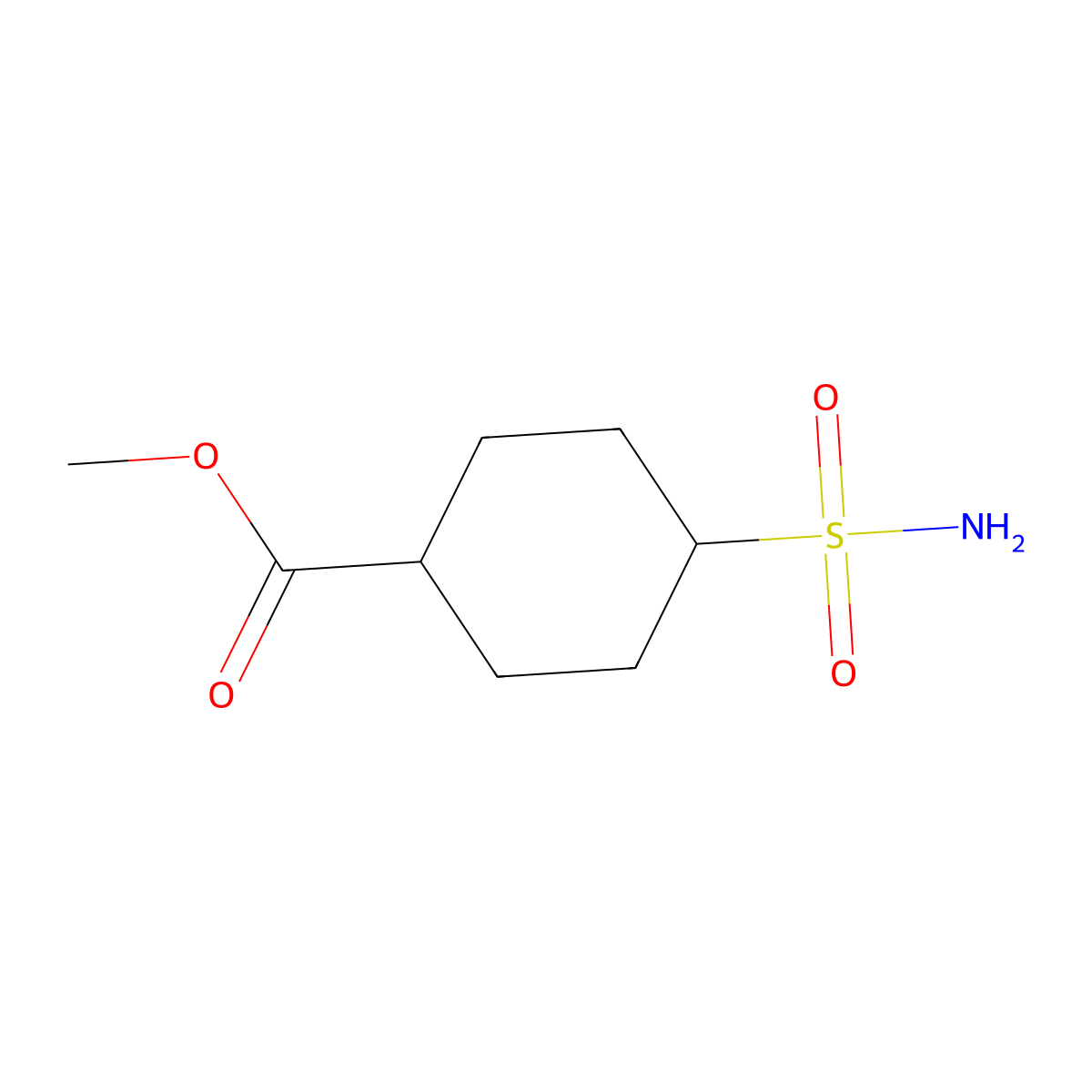 Methyl 4-sulfamoylcyclohexane-1-carboxylate molecular structure, CAS 2171842-00-3