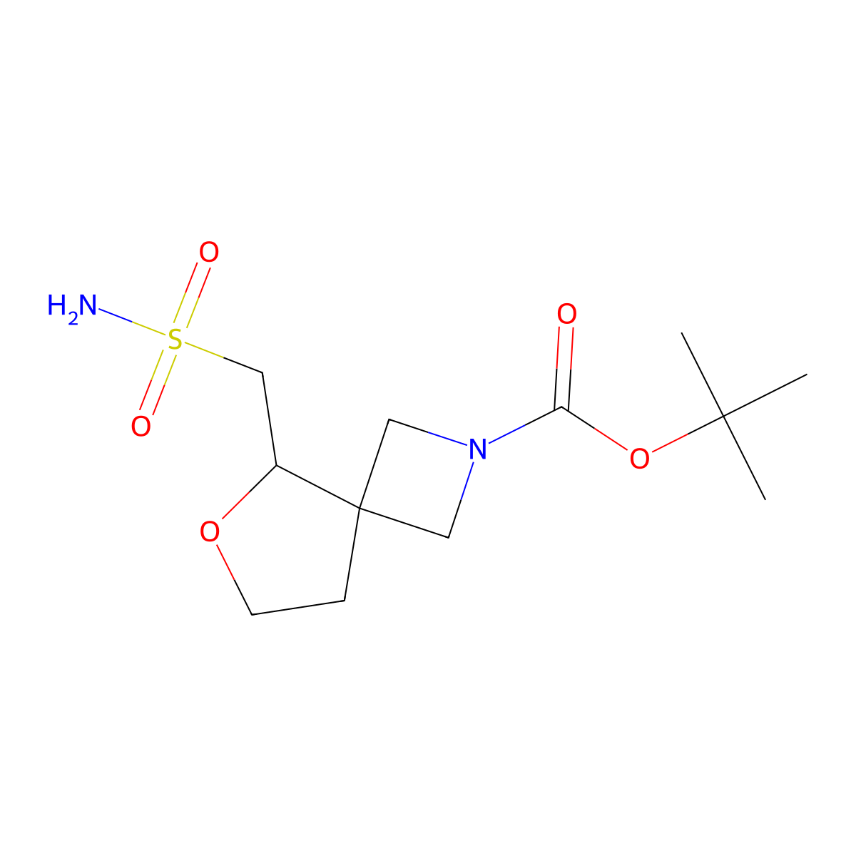 Tert-butyl 5-(sulfamoylmethyl)-6-oxa-2-azaspiro[3.4]octane-2-carboxylate molecular structure, CAS 2171842-38-7