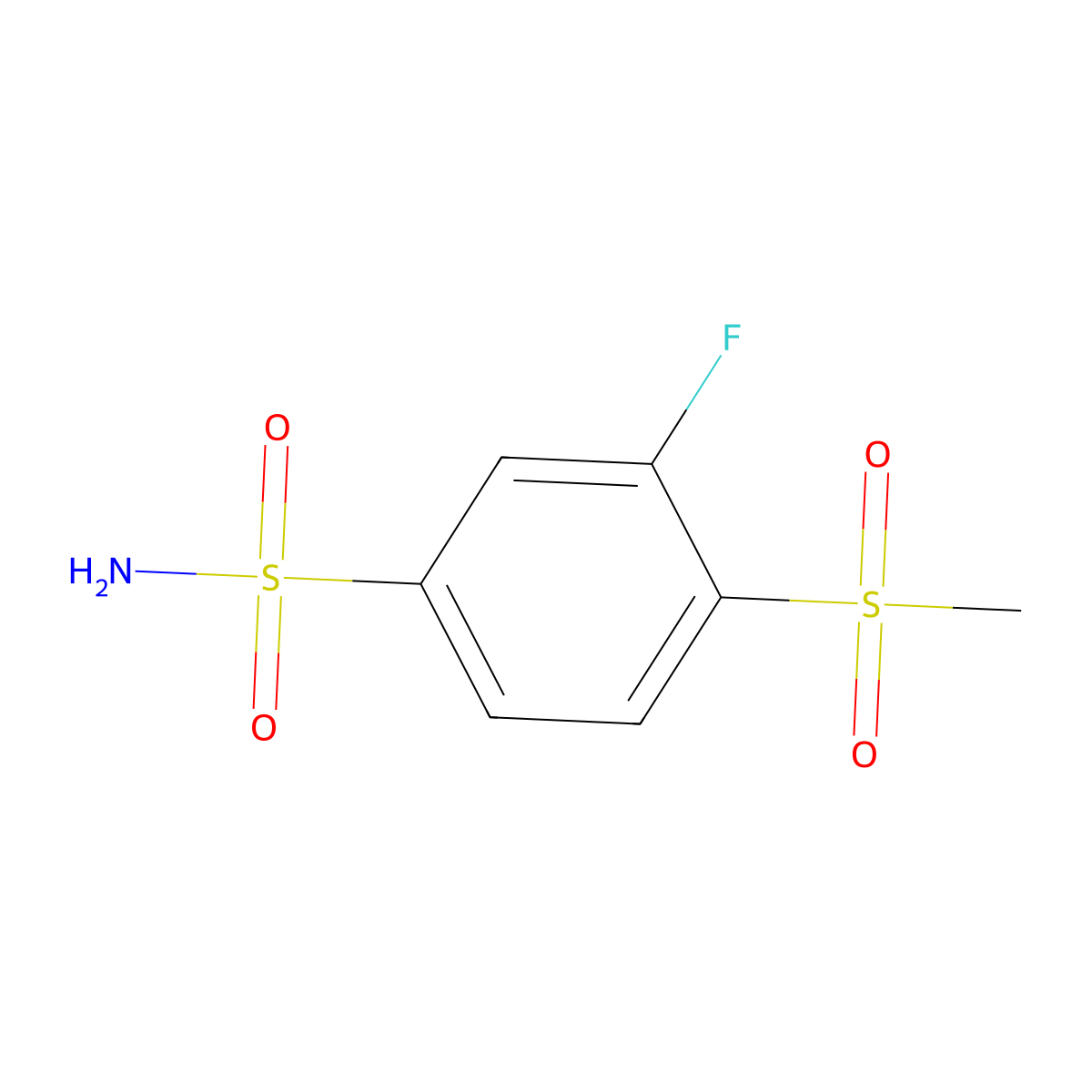 3-Fluoro-4-methanesulfonylbenzene-1-sulfonamide molecular structure, CAS 2171842-52-5