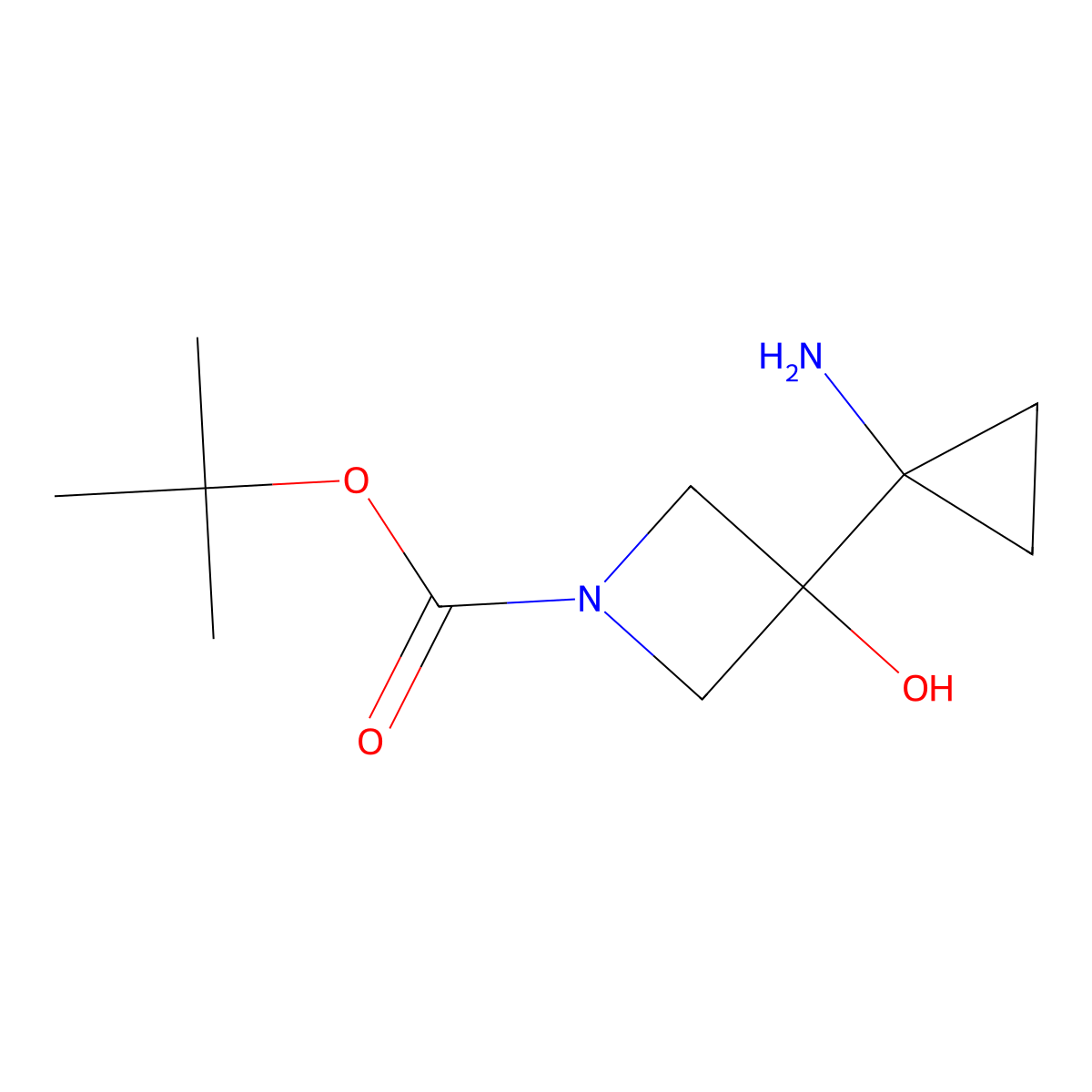 Tert-butyl3-(1-aminocyclopropyl)-3-hydroxyazetidine-1-carboxylate molecular structure, CAS 2171844-58-7