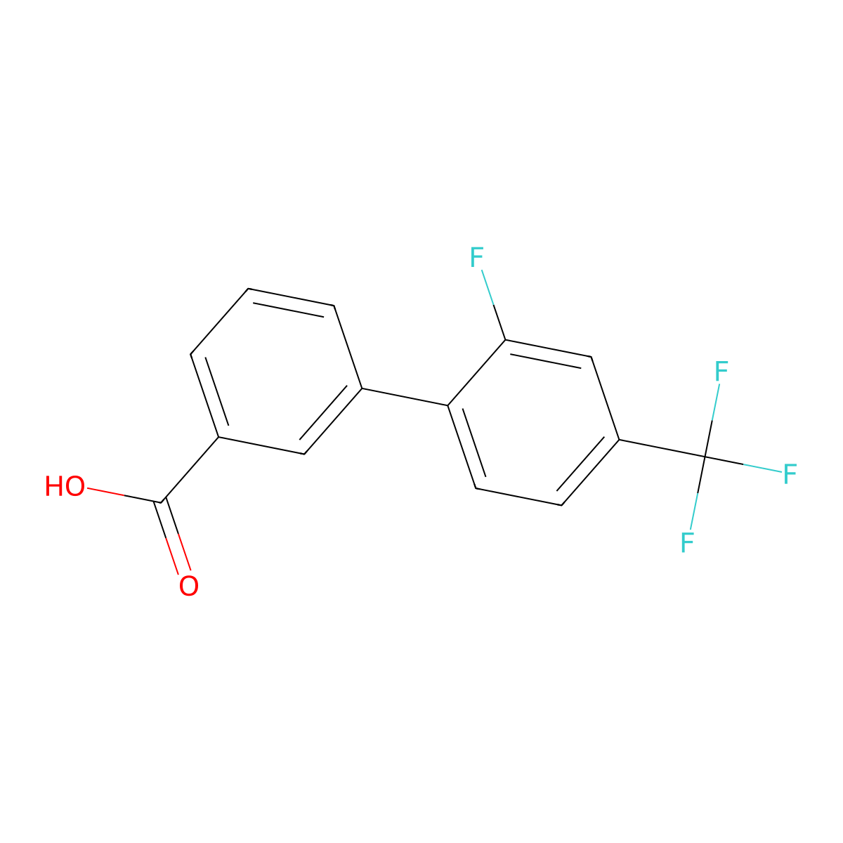 3-[2-Fluoro-4-(trifluoromethyl)phenyl]benzoic acid molecular structure, CAS 2171858-35-6
