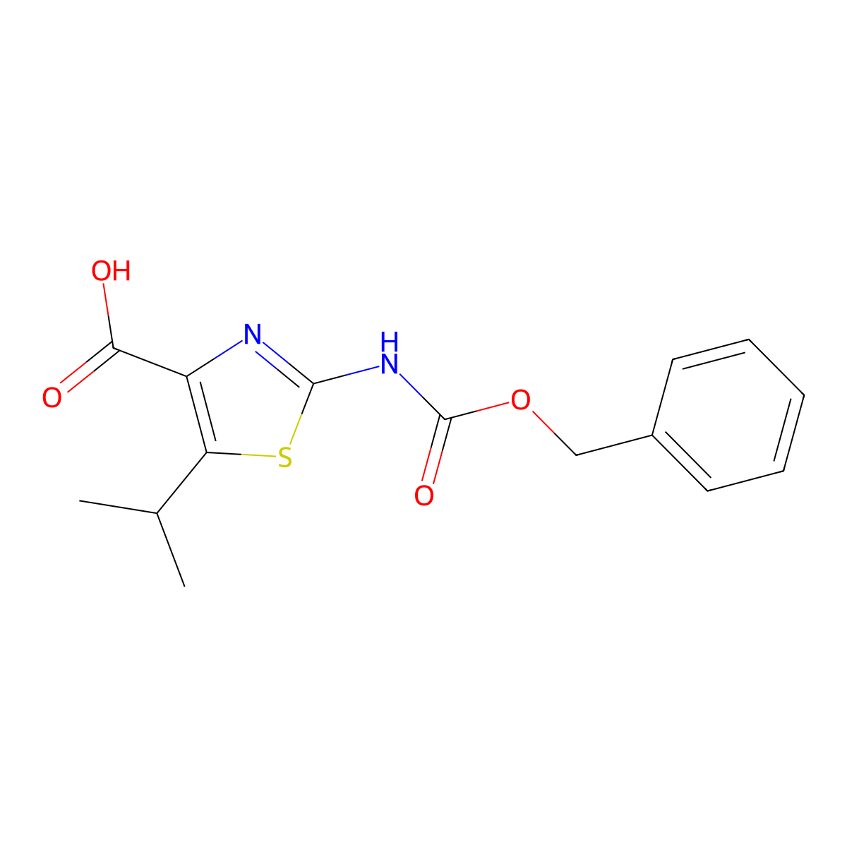 2-{[(Benzyloxy)carbonyl]amino}-5-(propan-2-yl)-1,3-thiazole-4-carboxylic acid molecular structure, CAS 2171859-65-5
