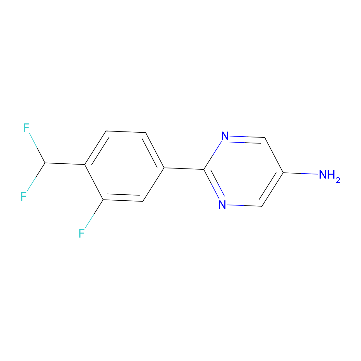 2-[4-(Difluoromethyl)-3-fluorophenyl]pyrimidin-5-amine molecular structure, CAS 2171859-86-0