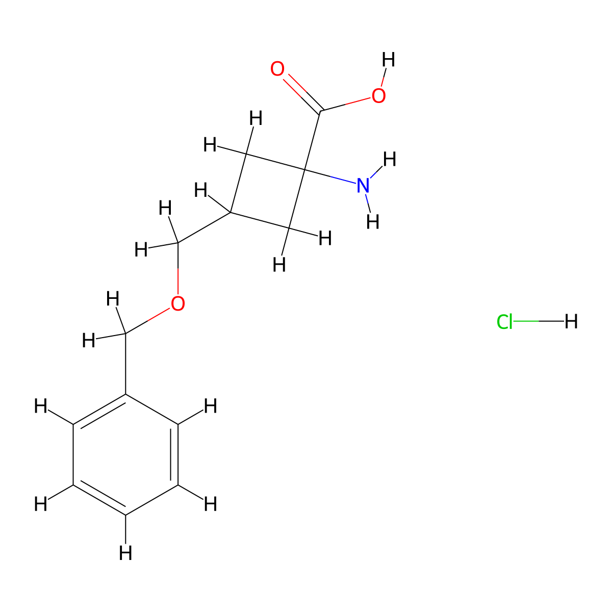 1-Amino-3-[(benzyloxy)methyl]cyclobutane-1-carboxylic acid hydrochloride molecular structure, CAS 2171865-60-2