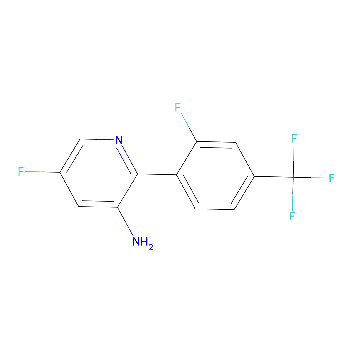 5-Fluoro-2-[2-fluoro-4-(trifluoromethyl)phenyl]pyridin-3-amine molecular structure, CAS 2171867-17-5