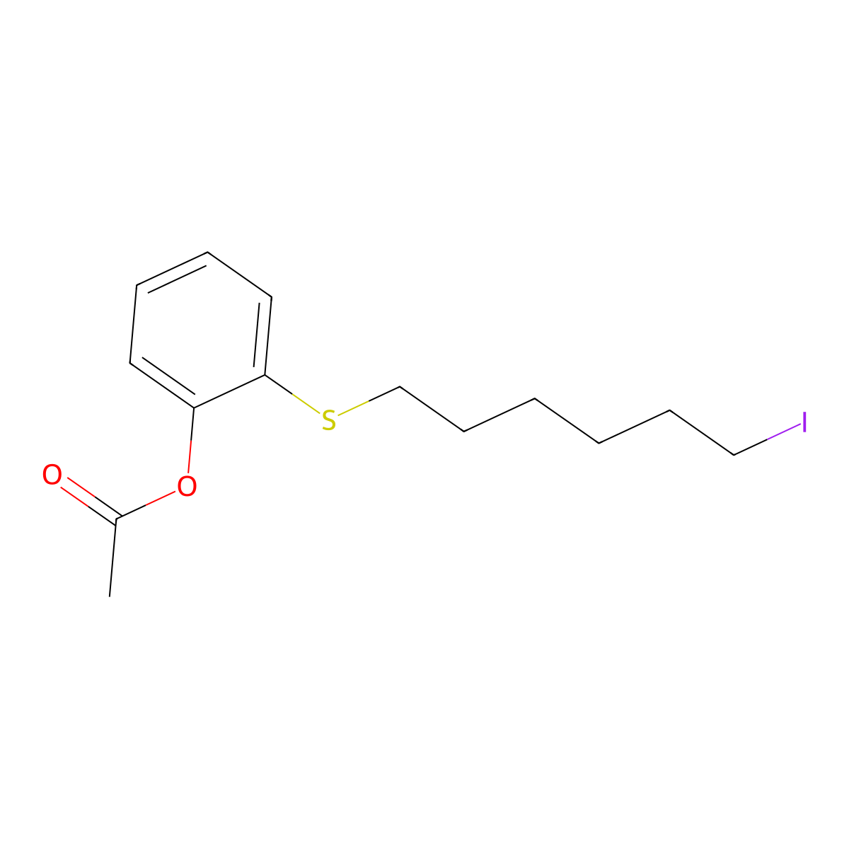 2-[(6-Iodohexyl)sulfanyl]phenyl acetate molecular structure, CAS 217187-59-2