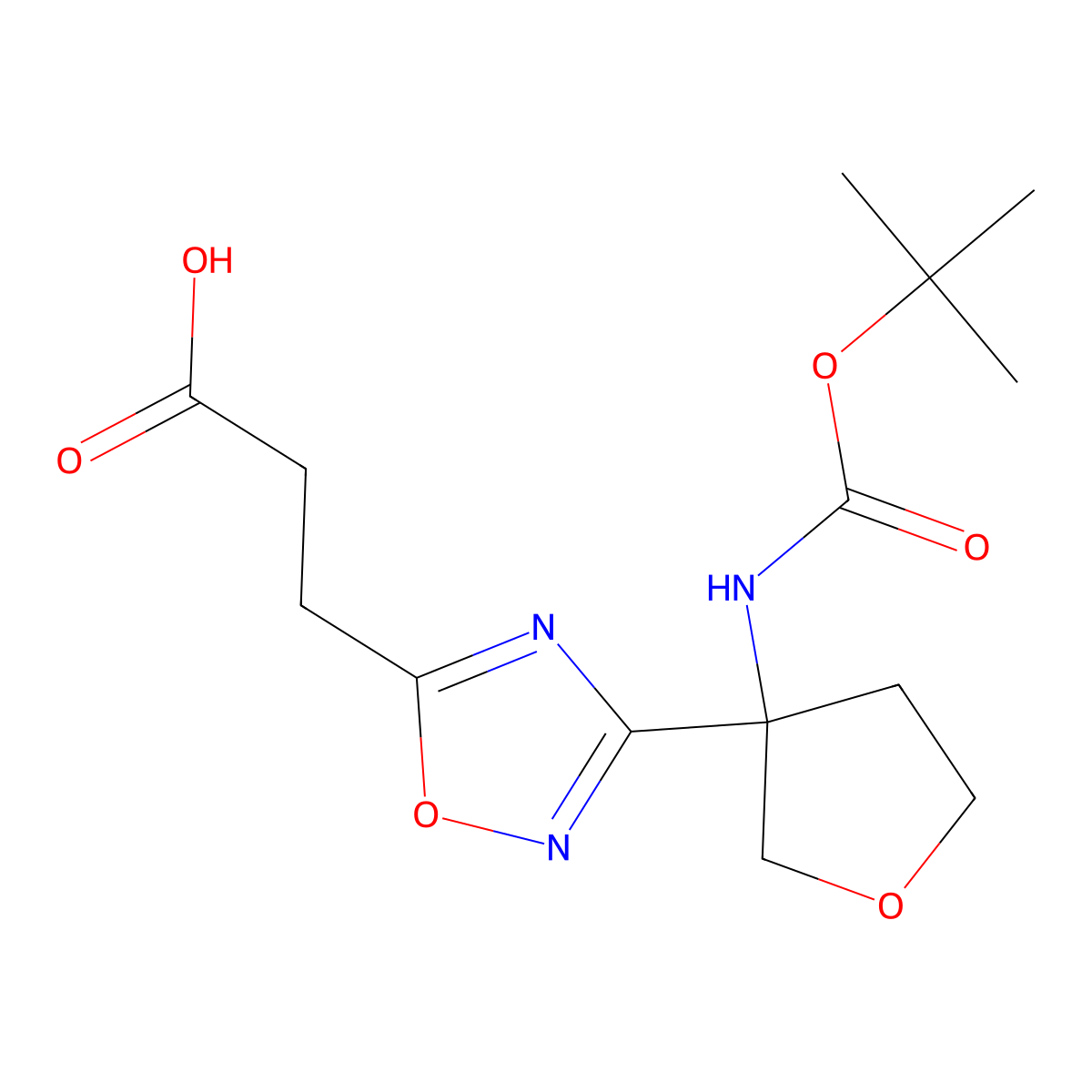 3-[3-(3-{[(Tert-butoxy)carbonyl]amino}oxolan-3-yl)-1,2,4-oxadiazol-5-yl]propanoic acid molecular structure, CAS 2171871-83-1