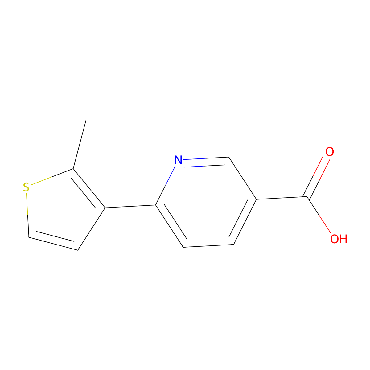 6-(2-Methylthiophen-3-yl)pyridine-3-carboxylic acid molecular structure, CAS 2171874-65-8