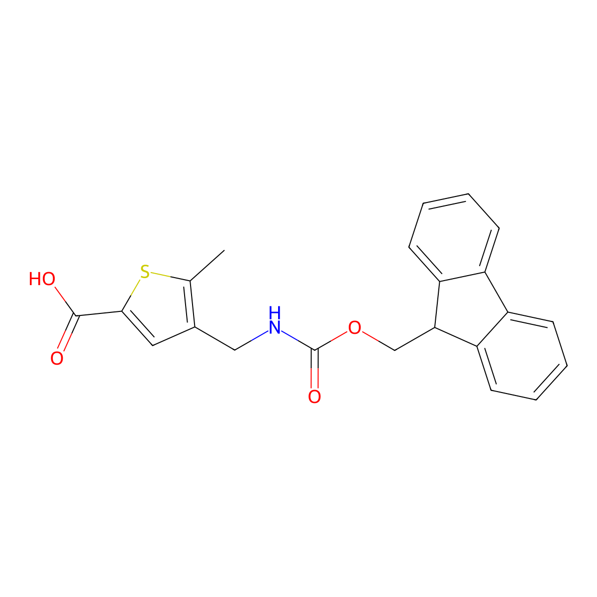 4-[({[(9H-fluoren-9-yl)methoxy]carbonyl}amino)methyl]-5-methylthiophene-2-carboxylic acid molecular structure, CAS 2171877-51-1