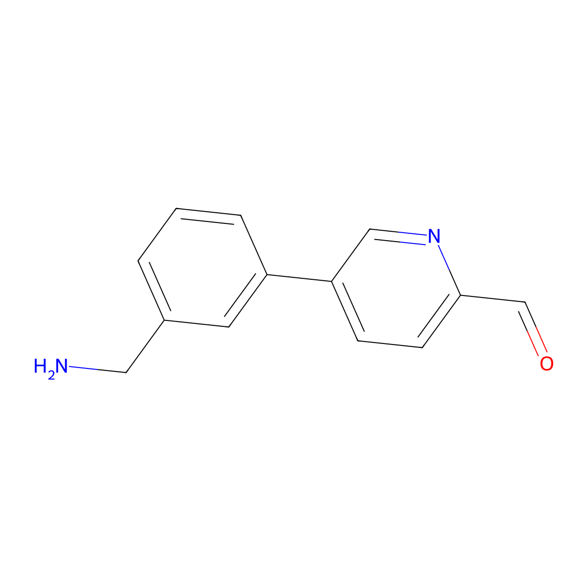 5-[3-(Aminomethyl)phenyl]pyridine-2-carbaldehyde molecular structure, CAS 2171878-55-8