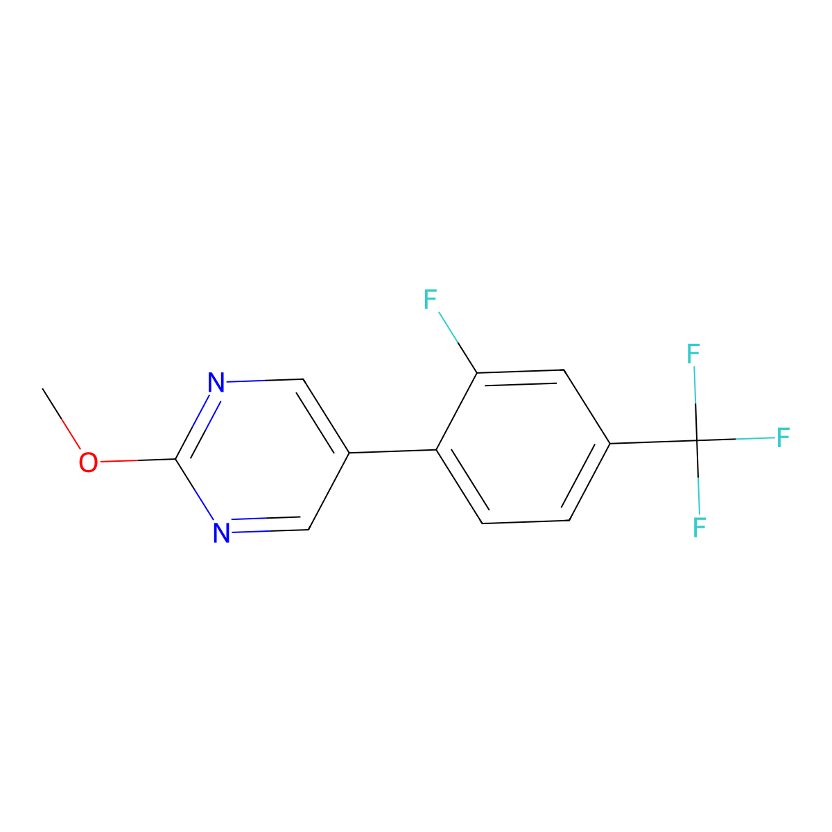 5-[2-Fluoro-4-(trifluoromethyl)phenyl]-2-methoxypyrimidine molecular structure, CAS 2171878-89-8