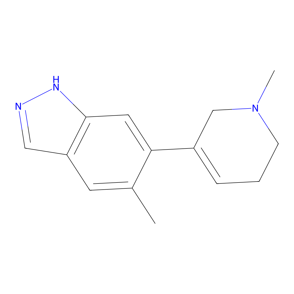 5-methyl-6-(1-methyl-1,2,5,6-tetrahydropyridin-3-yl)-1H-indazole molecular structure, CAS 2171879-68-6