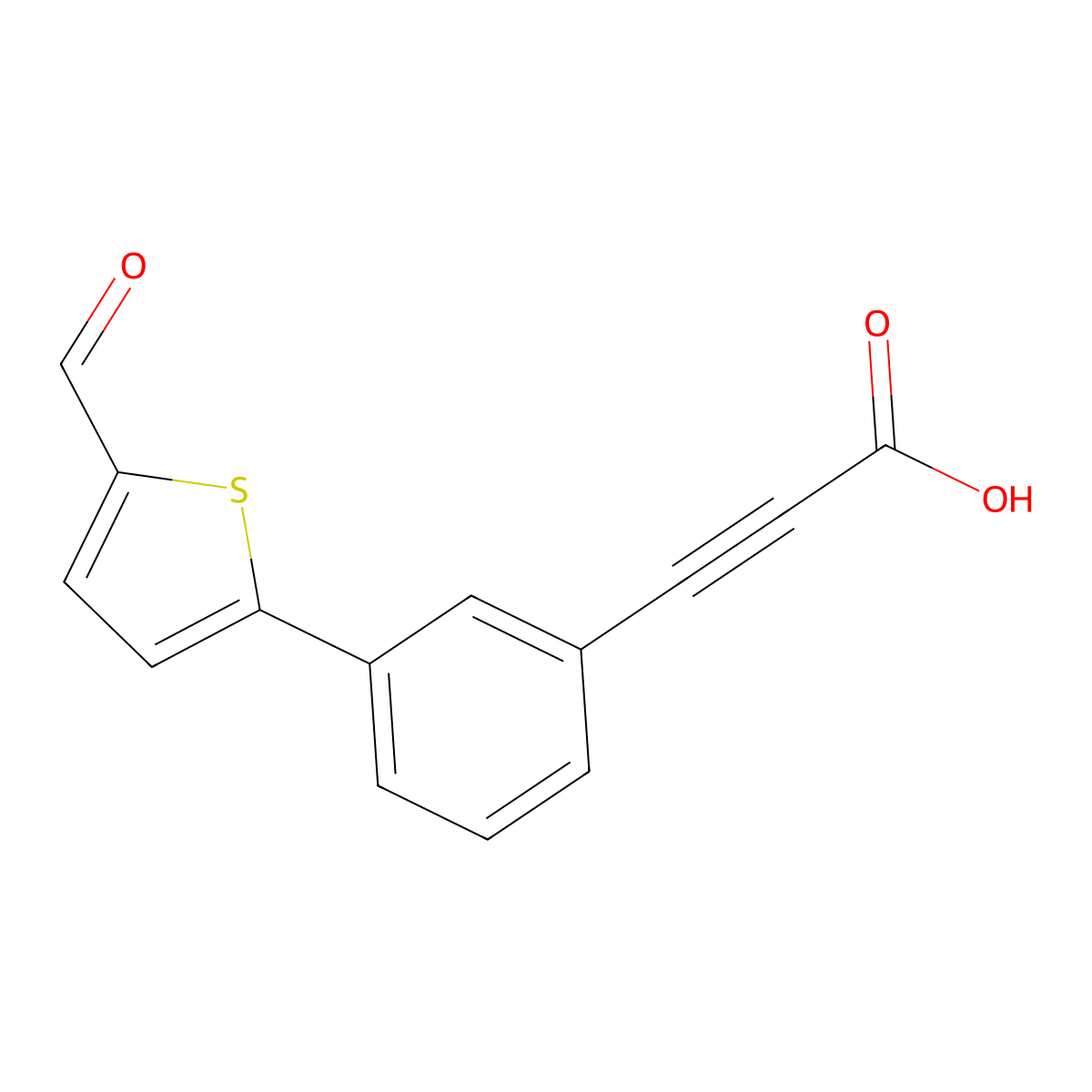 3-[3-(5-Formylthiophen-2-yl)phenyl]prop-2-ynoic acid molecular structure, CAS 2171882-42-9