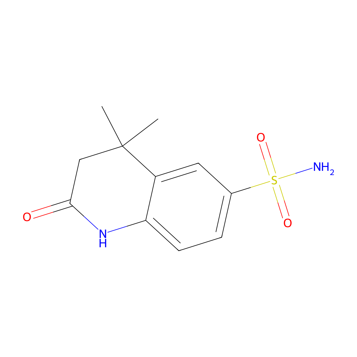 4,4-Dimethyl-2-oxo-1,2,3,4-tetrahydroquinoline-6-sulfonamide molecular structure, CAS 2171884-49-2