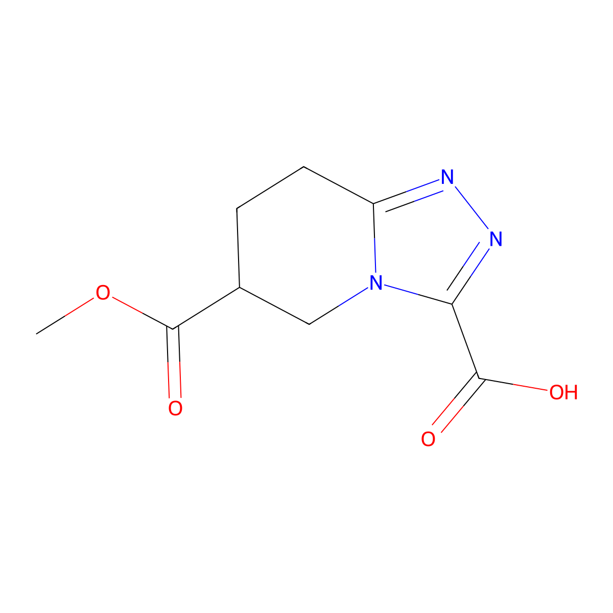 6-(methoxycarbonyl)-5H,6H,7H,8H-[1,2,4]triazolo[4,3-a]pyridine-3-carboxylic acid molecular structure, CAS 2171885-36-0