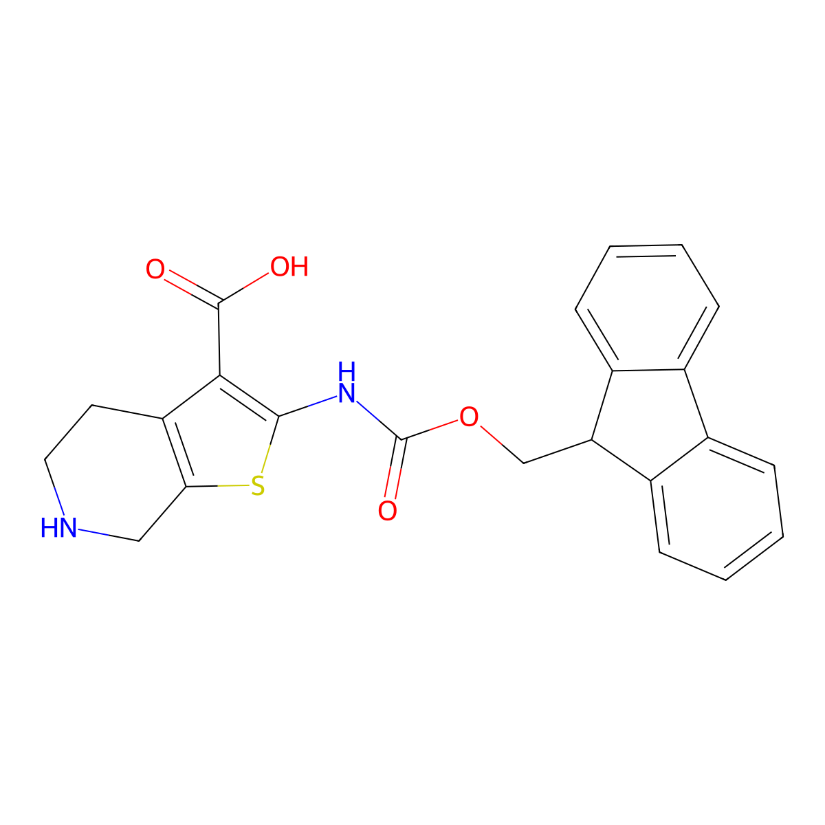 2-({[(9H-fluoren-9-yl)methoxy]carbonyl}amino)-4H,5H,6H,7H-thieno[2,3-c]pyridine-3-carboxylic acid molecular structure, CAS 2171888-91-6