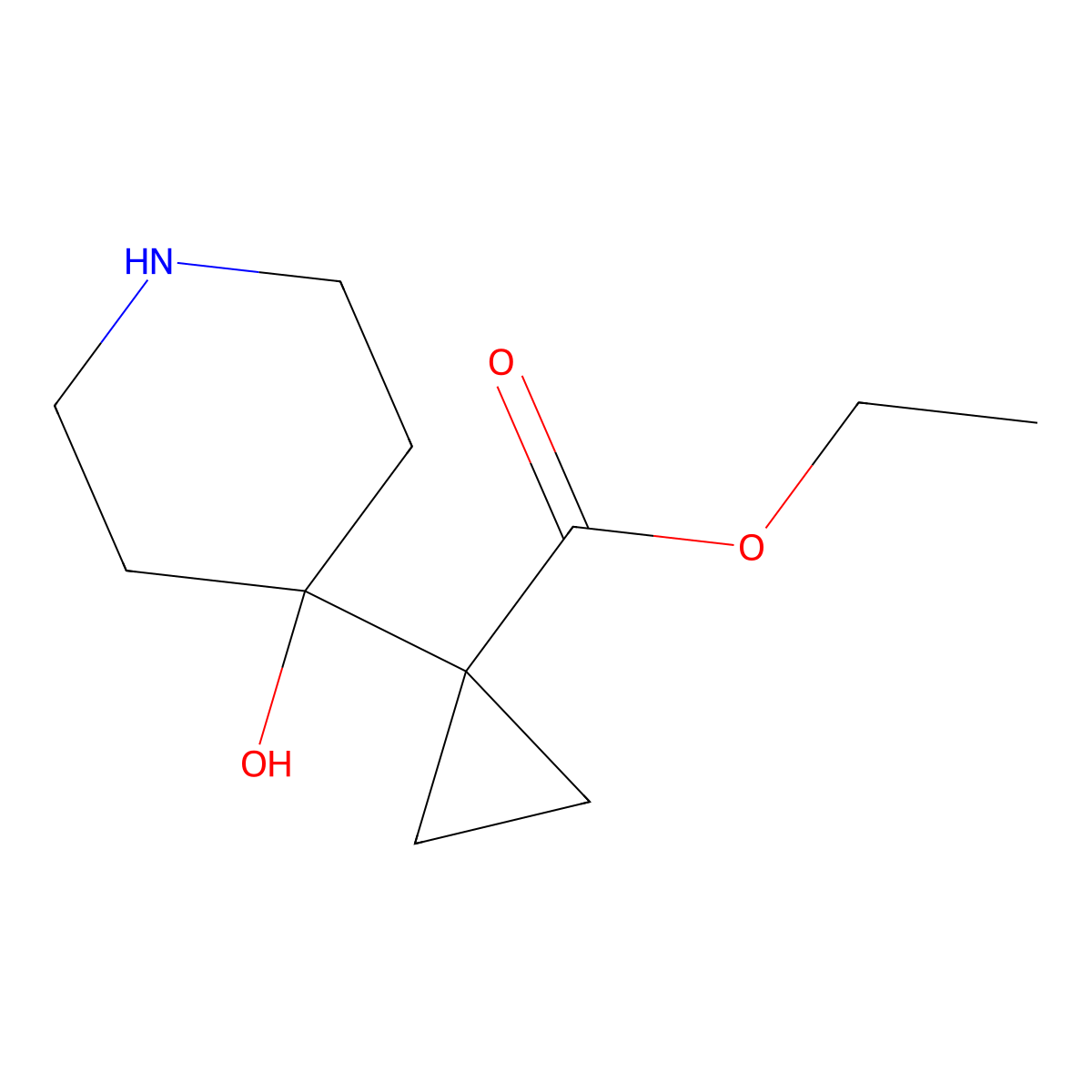 Ethyl 1-(4-hydroxypiperidin-4-yl)cyclopropane-1-carboxylate molecular structure, CAS 2171888-93-8