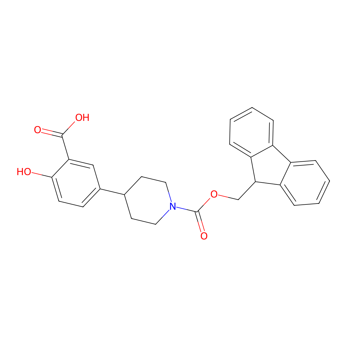 5-(1-{[(9H-fluoren-9-yl)methoxy]carbonyl}piperidin-4-yl)-2-hydroxybenzoic acid molecular structure, CAS 2171889-09-9