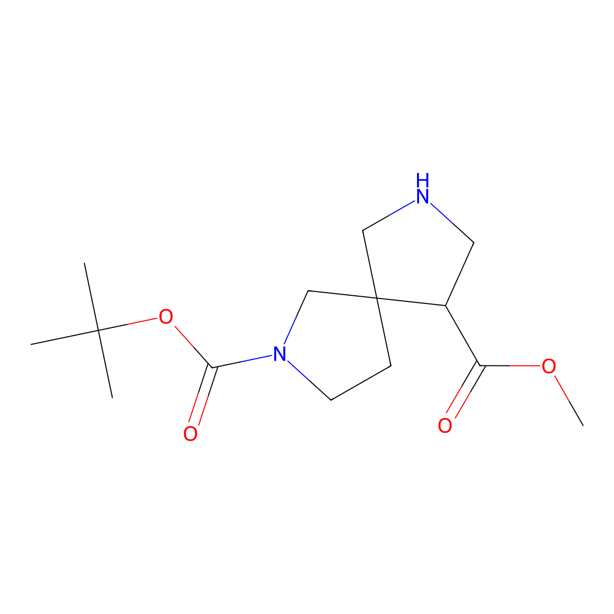 2-Tert-butyl 9-methyl 2,7-diazaspiro[4.4]nonane-2,9-dicarboxylate molecular structure, CAS 2171894-54-3