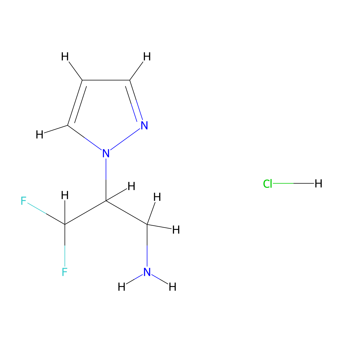 3,3-Difluoro-2-(1H-pyrazol-1-yl)propan-1-amine hydrochloride molecular structure, CAS 2171894-89-4