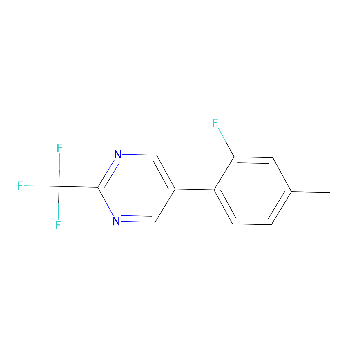 5-(2-Fluoro-4-methylphenyl)-2-(trifluoromethyl)pyrimidine molecular structure, CAS 2171896-38-9
