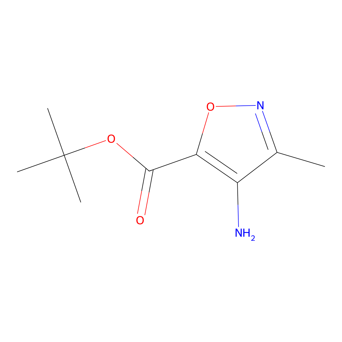 Tert-butyl 4-amino-3-methyl-1,2-oxazole-5-carboxylate molecular structure, CAS 2171899-25-3